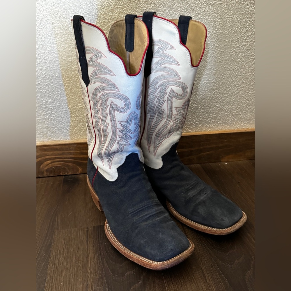 R. Watson Men’s navy roughout boots